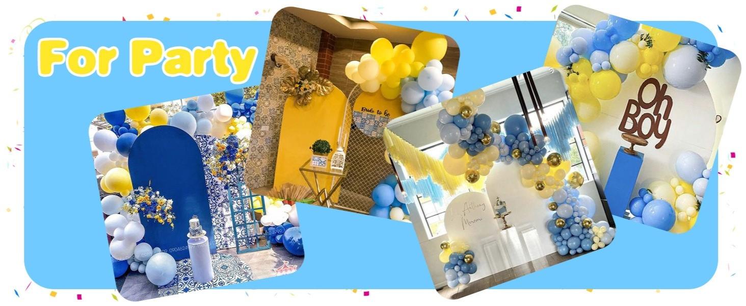 Blue and Yellow Balloons,60 Pcs 12 Inches Blue Yellow White Balloons Confetti Balloons for Soccer Party Decoration Baby Shower Anniversary Birthday Wedding Party Decorations