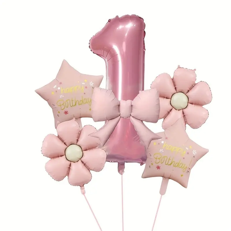6 Number Bow Party Balloons, Daisy Flowers, Happy Birthday, Star Foil Balloons, Birthday Party Decor, Birthday Party Decorations, Festival Celebration, Photo Props