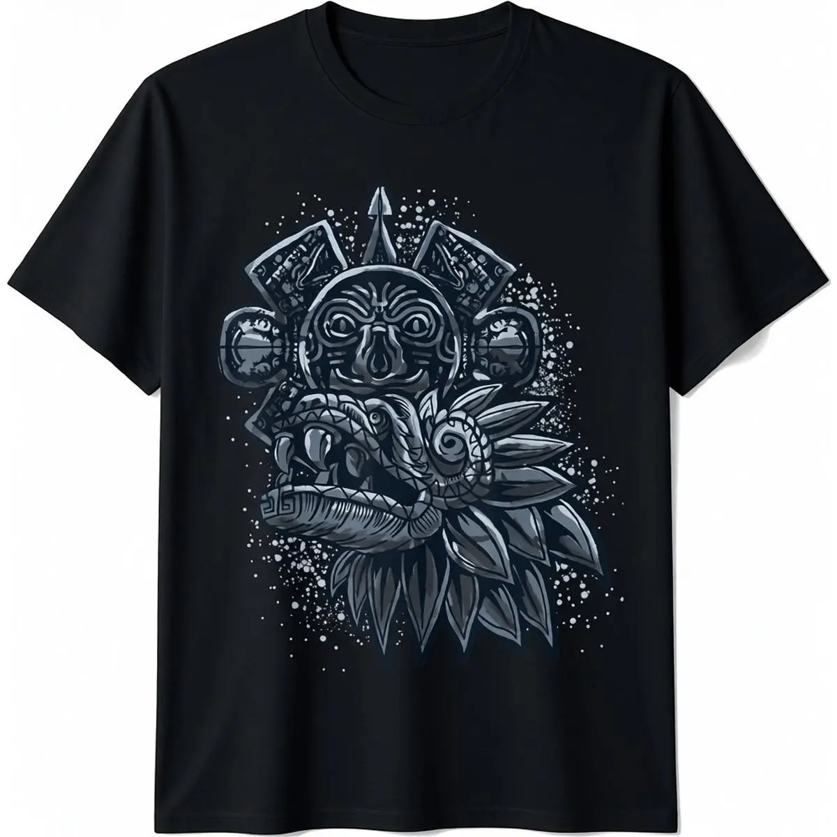 Men's 100% Cotton Comfy Short-Sleeve Streetwear T-Shirt - Aztec God Quetzalcoatl Snake Dragon, Inca Maya Themed Top, Unique Gift Idea, Tshirt, Shortsleeve, Fashion, Basic, Casual, Classic