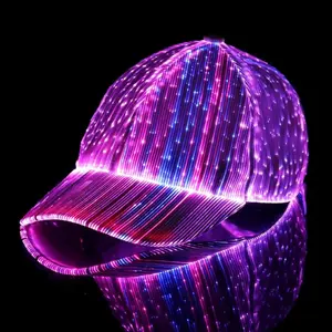 LED Fiber Optic Light-Up Baseball Cap, Glow-in-the-Dark Hip Hop Hat, USB Rechargeable Luminous Hat for Party, Bar, Rave, Couples & Nightclub Wear