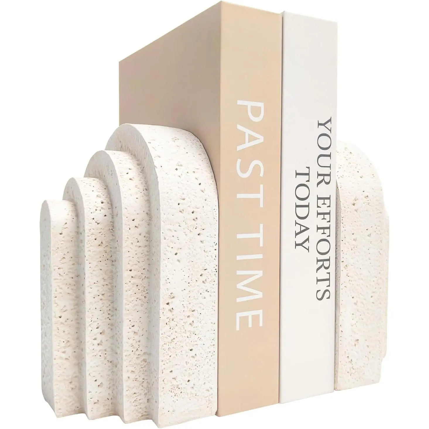 Heavy Duty Book Ends for Shelves, Decorative Book Stopper for Shelves, Resin Decor Bookends for Heavy Books, Modern Home Decor Aesthetic Bookend Layered Arch Design, Set of 2