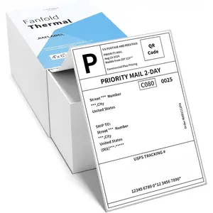 4x6 Thermal Shipping Label Mailing Stickers Paper for Thermal Label Printer USPS UPS Address Fanfold Big Packing White Color 500 Labels/Stack,1 Stack