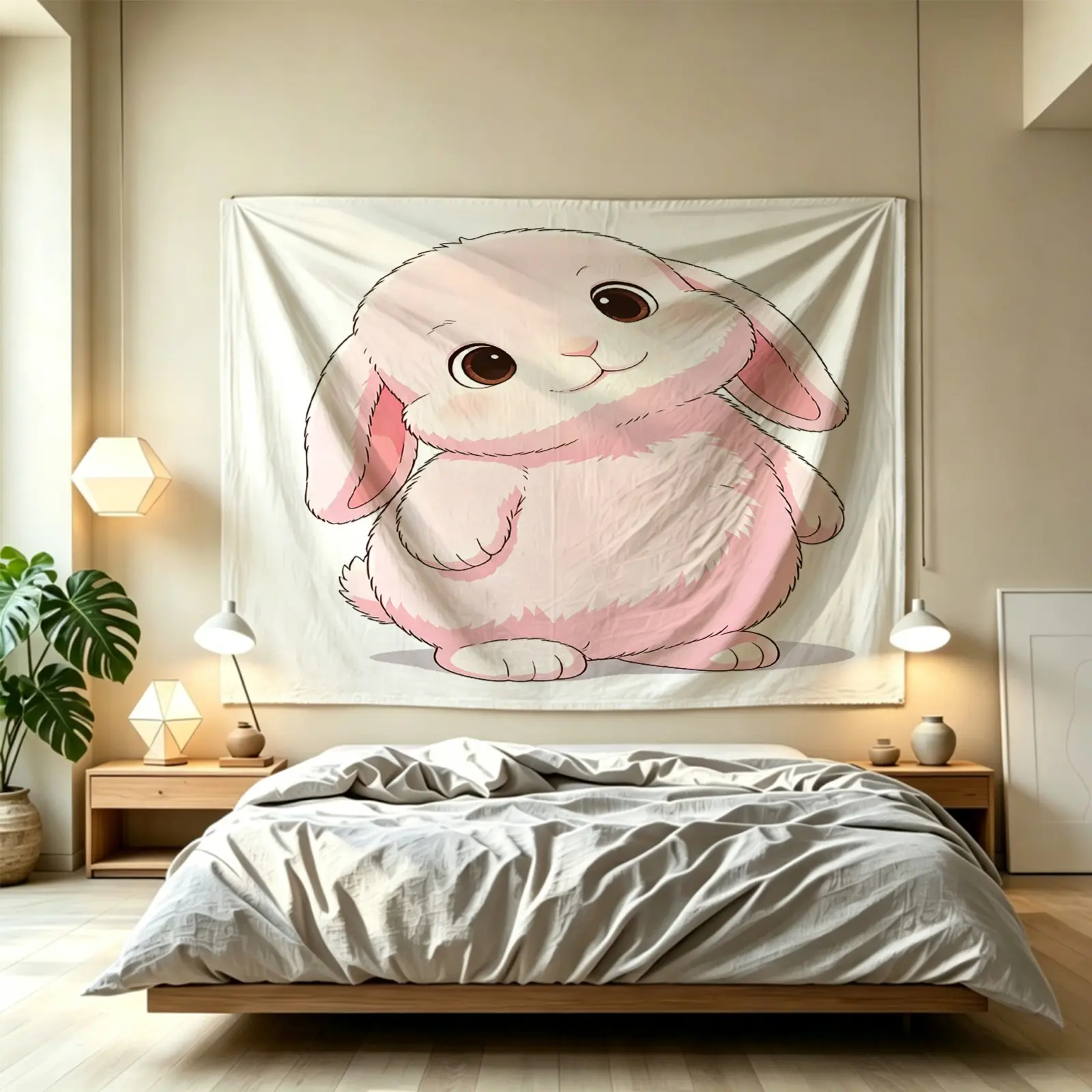 Giant Lop-Eared Bunny Wall Tapestry, Aesthetic Backdrop for Bedroom, School & Kindergarten Party, Photo Prop, Living Room Decor, Gift
