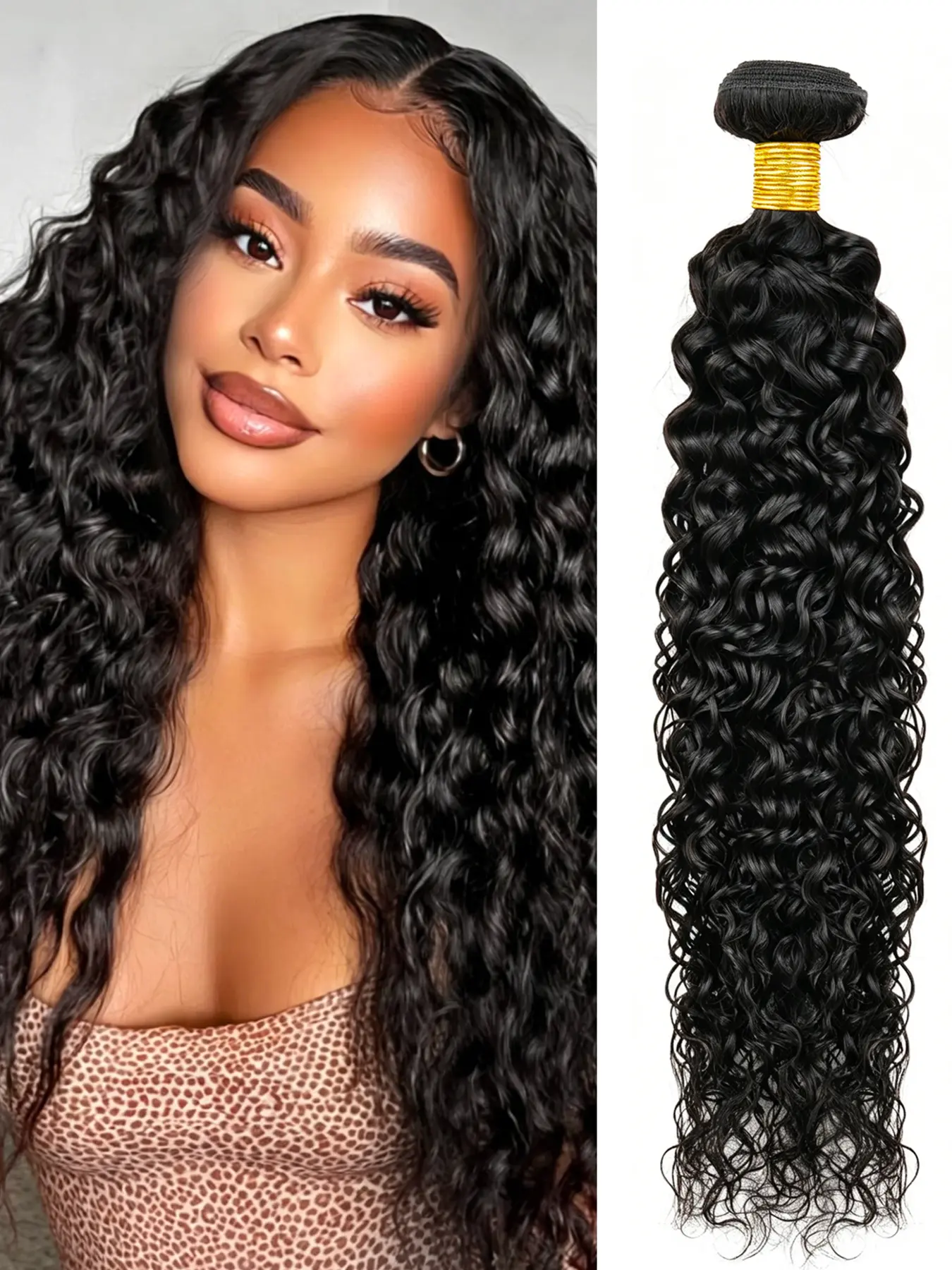 1pcs Water Wave Remy Hair Bundle, 100% Human Hair, 95g Per Bundle, Natural Look, Easy to Style, Perfect for Daily Use