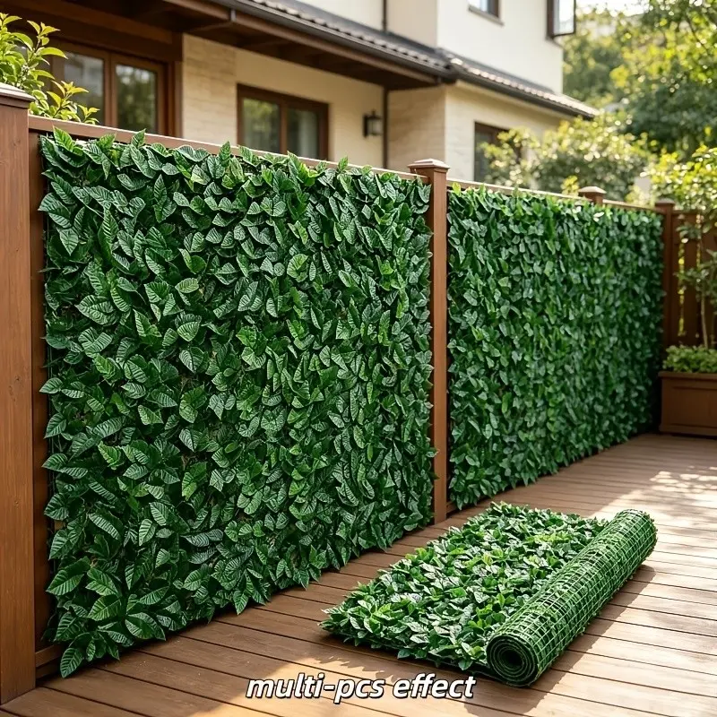 3Pcs Artificial Plant Background Wall Total 119 Inch, UV Resistant Fade Proof Artificial Grass Plastic Fence Panel, Privacy Screen Barrier for Balcony Patio, Indoor Outdoor Green Wall Decor