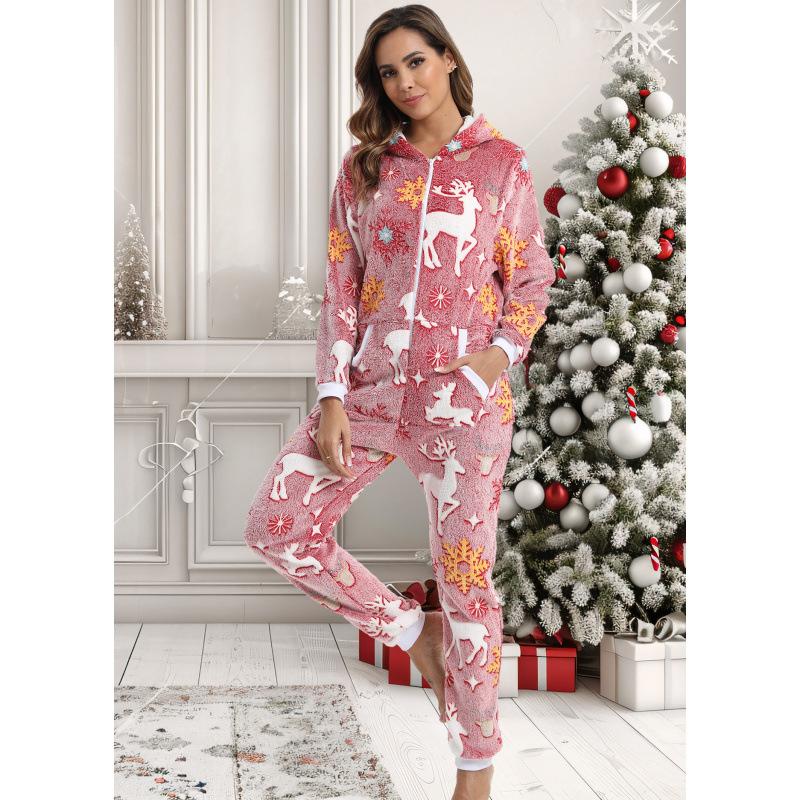 Women's Christmas Printed Onesie Pajamas Homewear