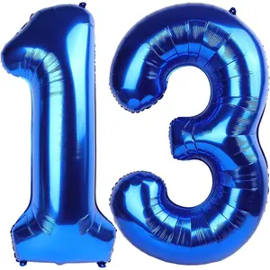 Navy Blue Number 13 Balloon 40 inch, 13 Number Balloons, 13th Navy Blue Birthday Decorations, 13 Year Old Blue Party Supplies