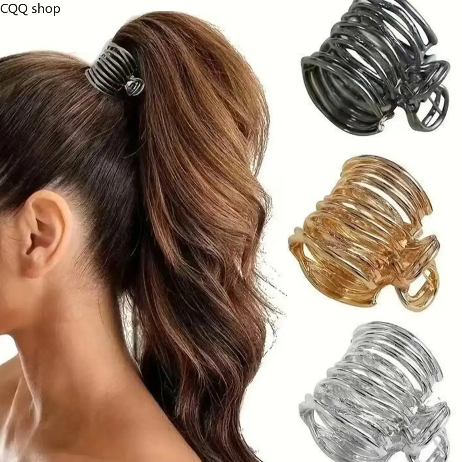 3pcs Simple Metal High Ponytail Hold Round Column Hair Claw, Versatile High-Quality Shark Clip Hair Clips for Daily Use and Casual Gatherings, Spring Clip, Claw Clip Pack, Hair Claws Set