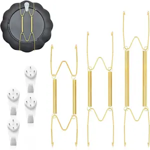 Decorative Plate Hangers for Wall 3 Sizes 6/8/10 Inch Invisible Wire Heavy Duty Plate Holders with 4 Pack Wall Hooks for Displaying Plates or Picture Hanging