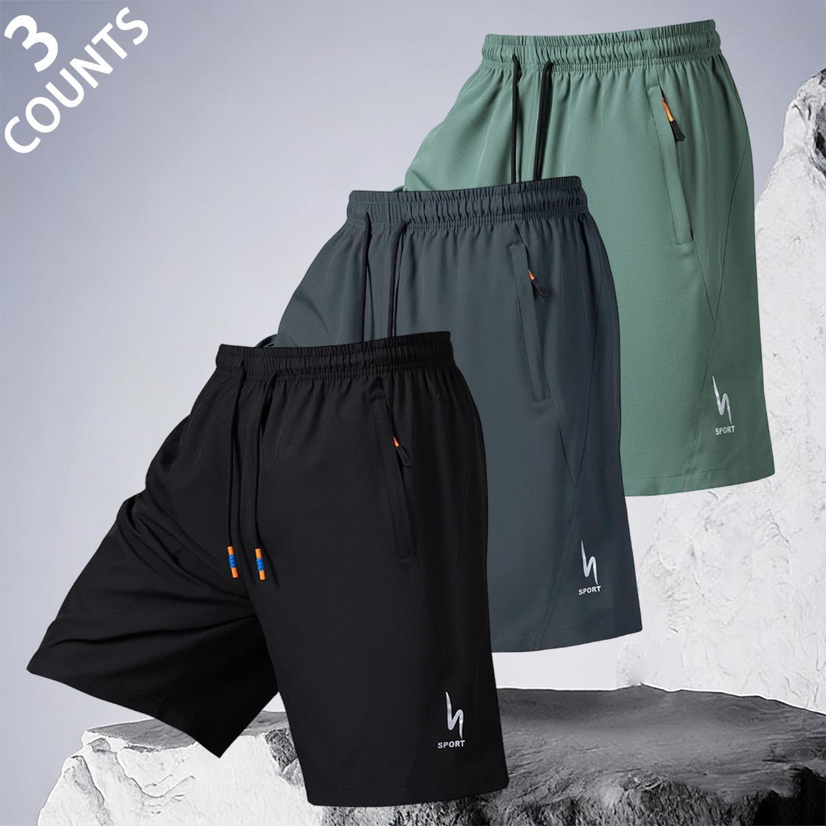 Urban Active Stylish Mens Quick Dry Athletic Shorts Casual Drawstring Elastic Waist Zipper Pocket Sports Shorts for Street Style Daily Wear and Social Gatherings