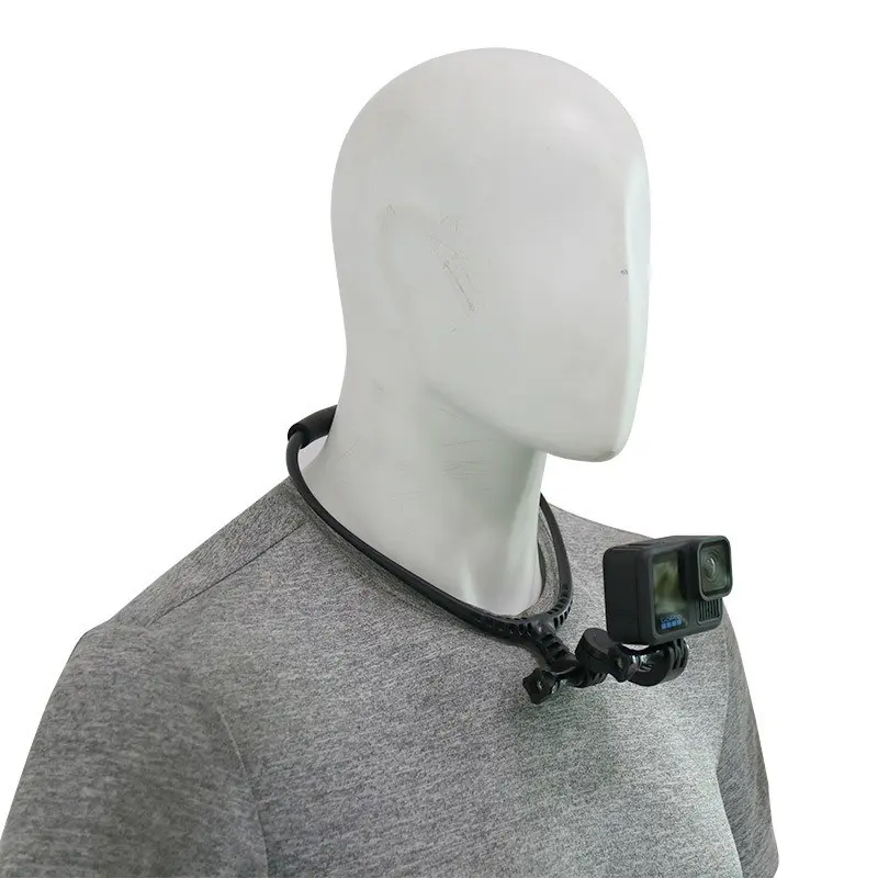 Flexible Soft Silicone Neck Mount Holder Kit, 360° Adjustable Pov Collar Camera Strap, Universal Clip & Gopro Adapter, Hands-Free Video Recording
