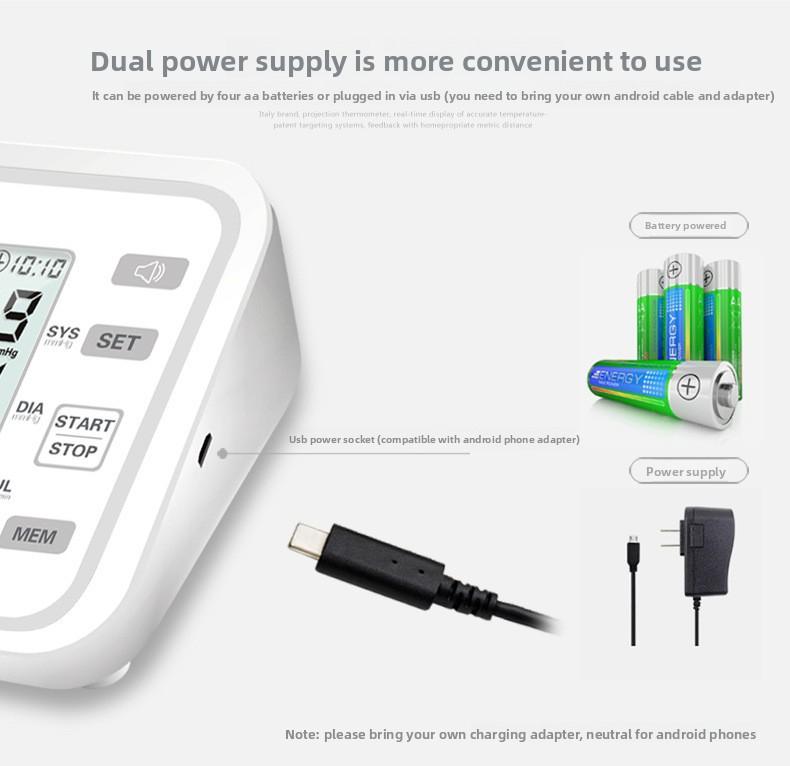 Fully Automatic Upper Arm Blood Pressure Monitor with Heart Rate Detection - Home & Medical Use  Intelligent Voice Broadcast