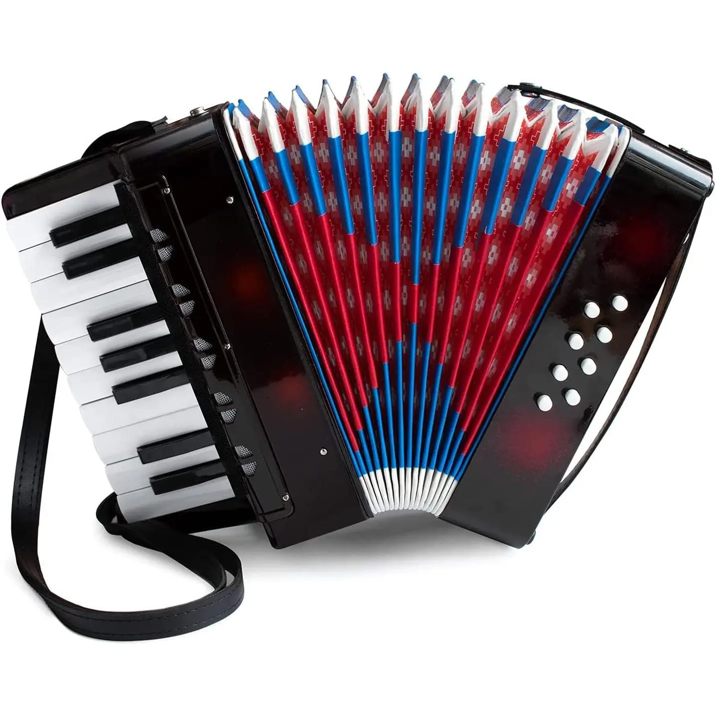 Accordion with 17 , Acordeones para Niños | Mini Accordion Instrument with Retractable Leather Strap, for  Beginners