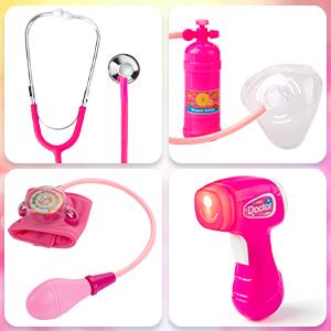 Doctor Kit for Girls, 34 Pcs Doctor Kit for Toddlers 3-5 with Storage Bag & Real Stethoscope, Pretend Play Set for Boys Girls Fun Role Playing Game
