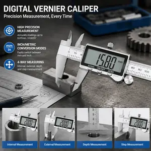 0-150mm Digital Caliper with LCD Screen, Auto Calibration & Unit Switch, ABS Plastic Lightweight Design for DIY Craft, Home Workshop Precision Measuring Tool