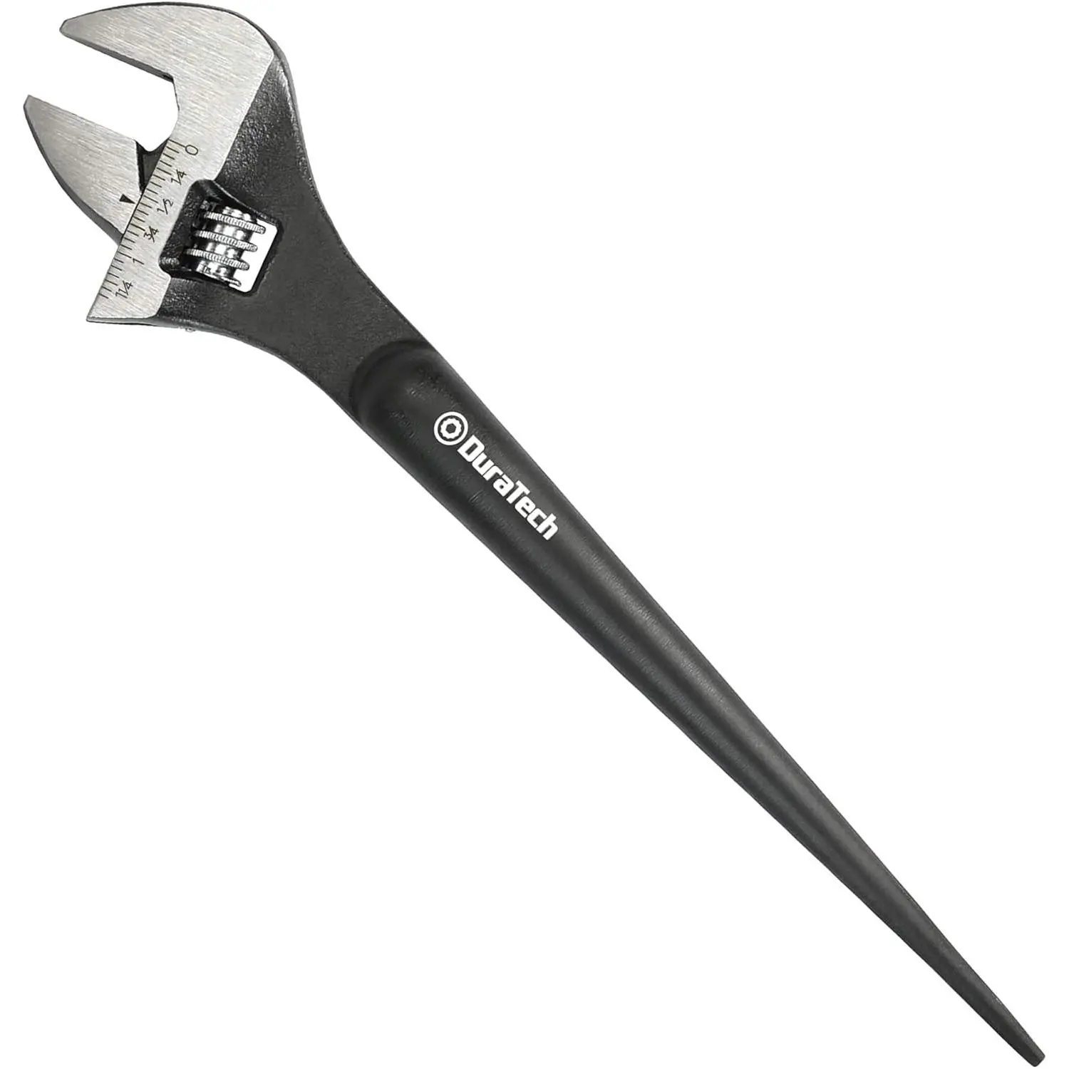 10-Inch Adjustable Construction Spud Wrench, Black Oxide Finish, CR-V Steel, SAE and Metric Scale Marked, Alignment Holes and Tail Crowbar Features