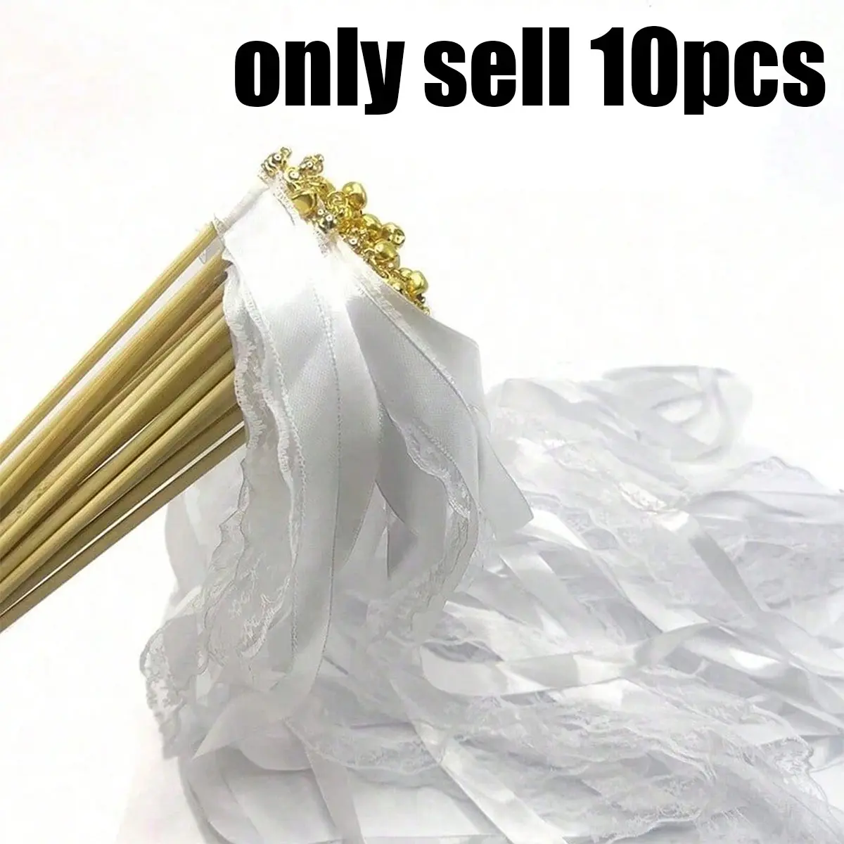 10 Ribbon Magic Wands, Wedding Dance Props, Silver Gold Bells, Party Entertainment, Wedding Christmas Gifts
