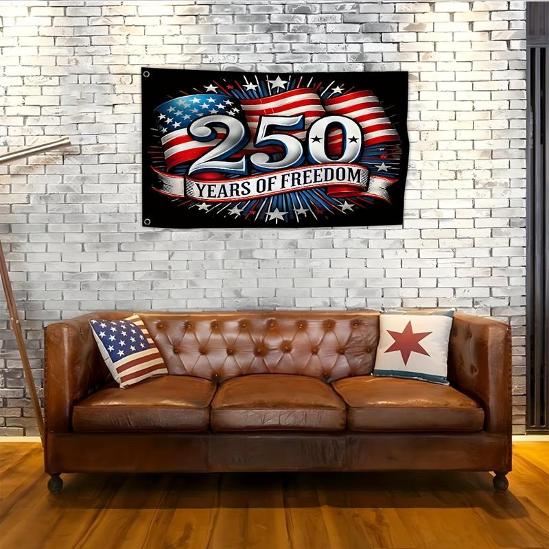 1pc 250th Anniversary of Freedom American 250th Anniversary Premium Polyester Flag | Reinforced Metal Ring, Sizes 3x5 Feet to 4x6 Feet, Suitable for Garden Home and Patriotic Display