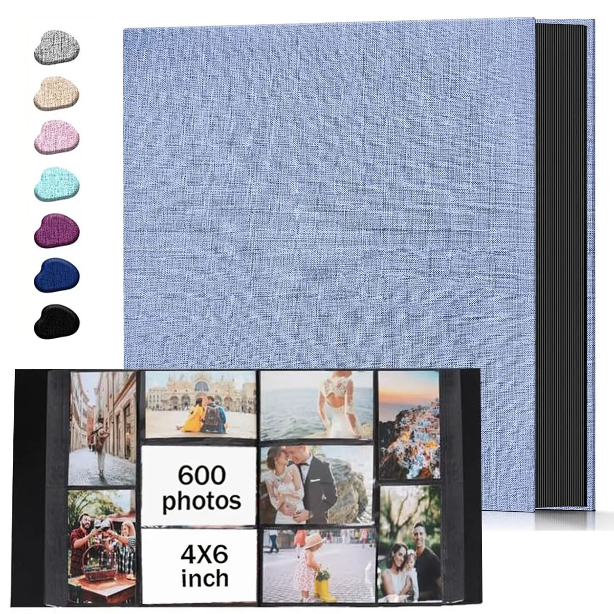 Linen Photo Album 4x6 Inches, Vertical Pocket Album with Front Window, 200/300/600 Sheets, Wedding, Family Anniversary, Valentine's Day Gift