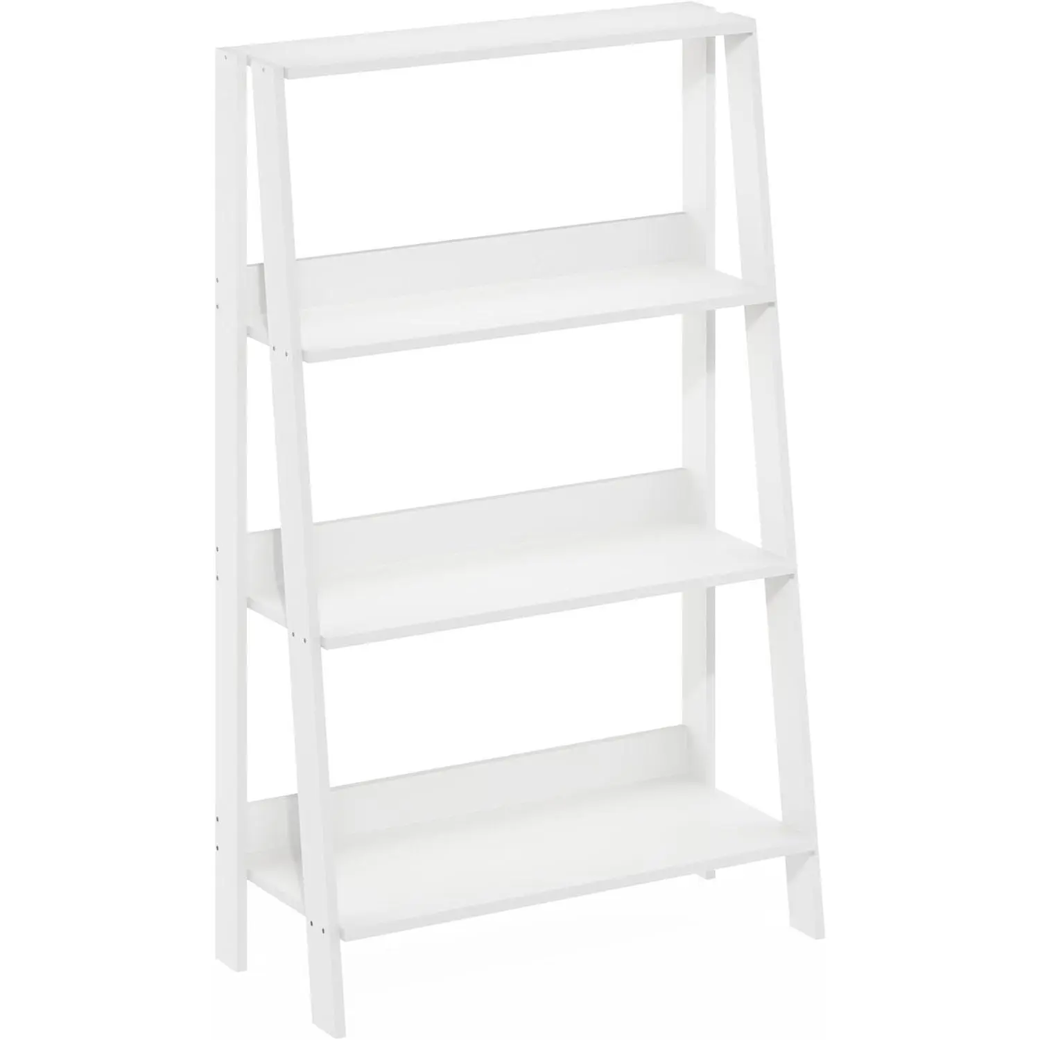 4-Tier Tall Single Unit Ladder Bookshelf, Plain White Open Shelving Storage Bookcase (10.9x23.6x38.4in), Indoor Furniture for Living Room, Home Office Organization & Display