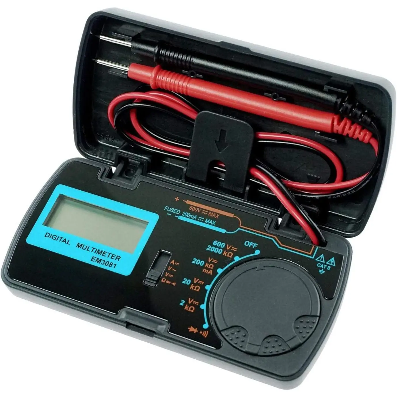 Manual Range Mini Digital Multimeter 6 Functions Handheld Folding Voltmeter 3-1 2 Digit Pocket DMM DC/AC DC Ammeter Ohm Continuity Diode Tone Tester EM3081
