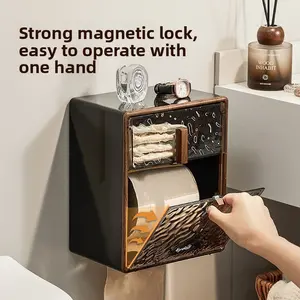 Toilet paper storage box for home use, wall-mounted tissue box, bathroom washcloth and tissue rack