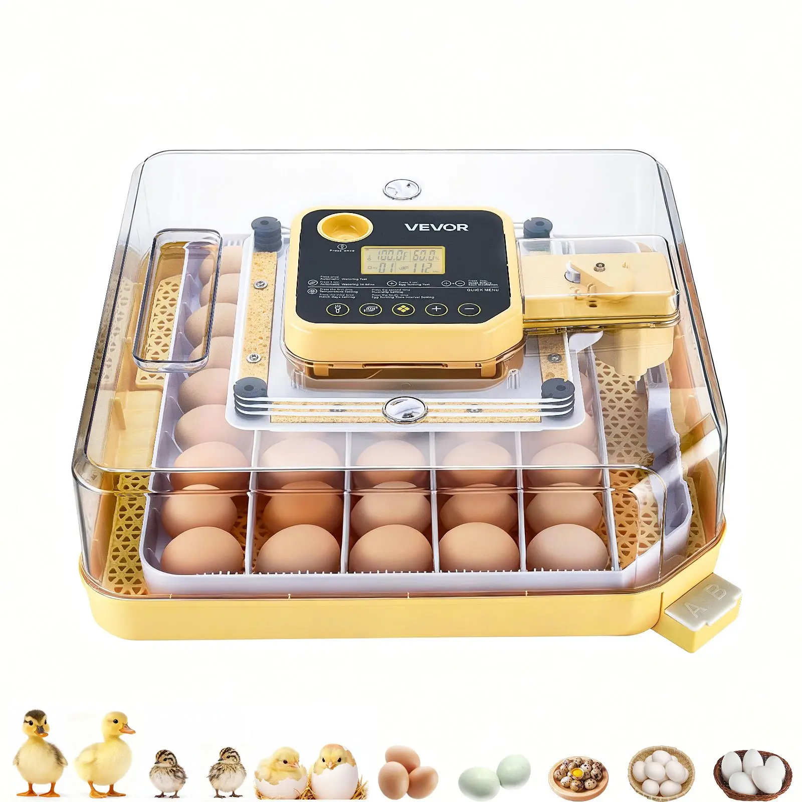 【Summerfinds】VEVOR 48 Egg Incubator, Automatic Egg Turner with LED Candler, Temperature Display & Auto Humidity Control, 360 °   View Clear Window, Poultry Eggs Incubator for Hatching Chicks Ducks Goose Quail