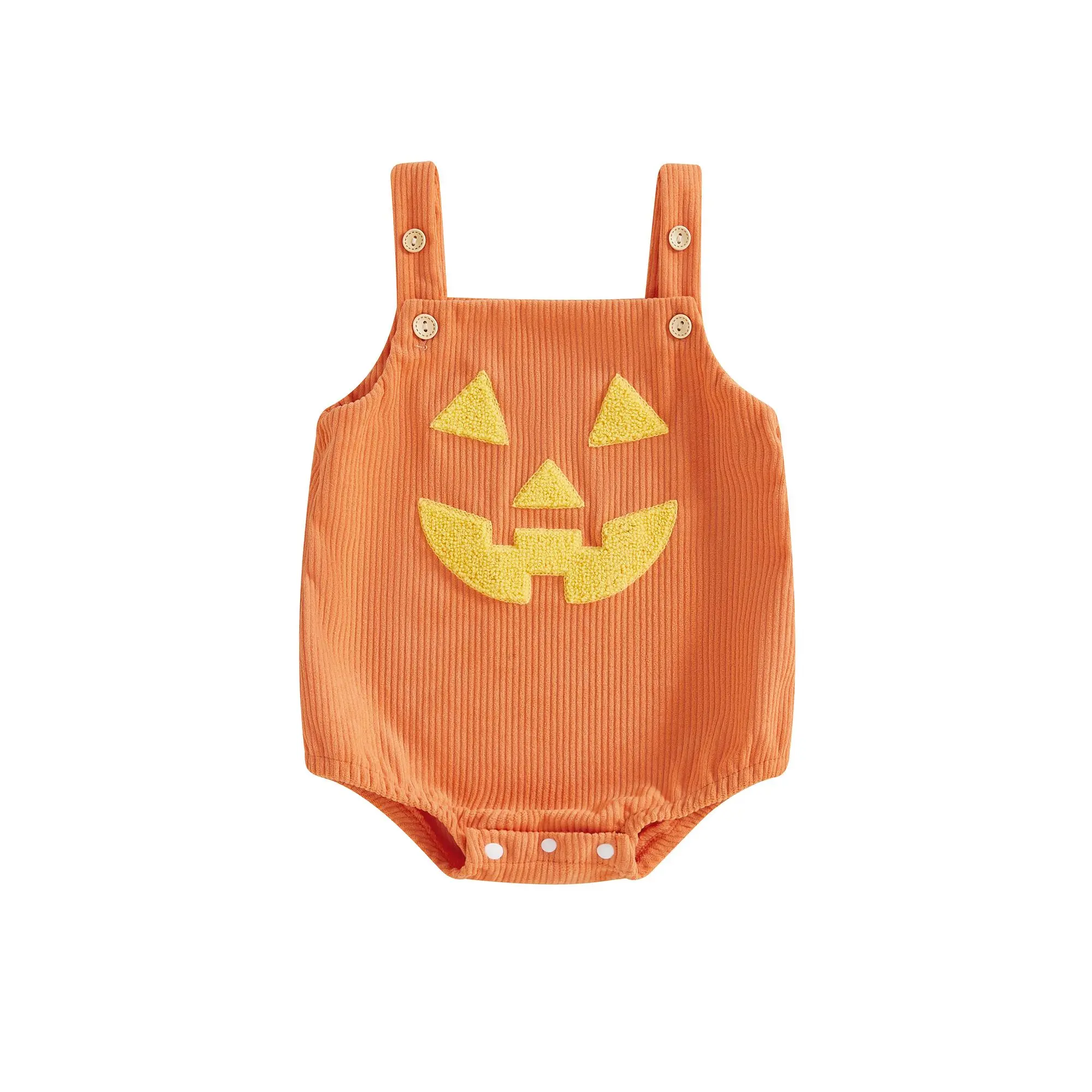 SHINGPP Toddler Boy Girl Halloween Costumes Cute Pumpkin Face Adjustable Strap Romper Holiday Party Photo Shoot For 0‑18 Months