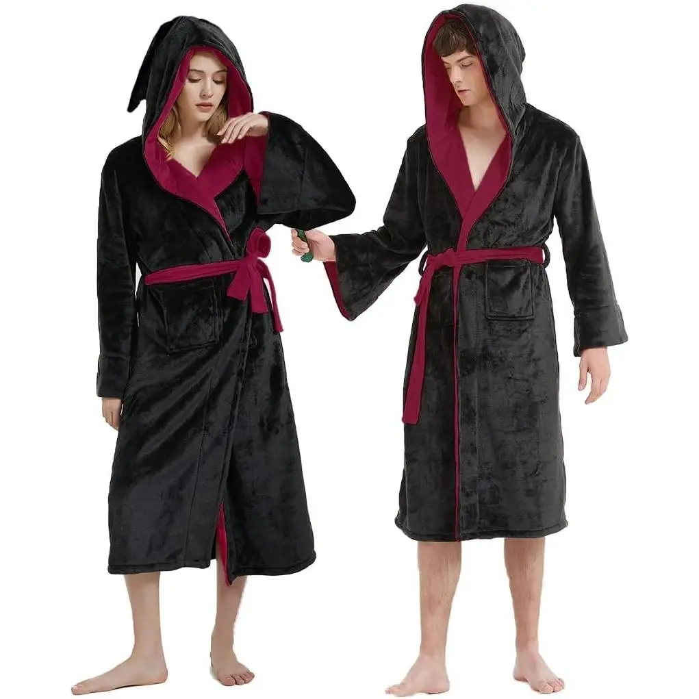 Men Women Flannel Bathrobe Four College Styles Magic Robe Couple Nightgown Witch Cosplay Magical Hooded Cloak