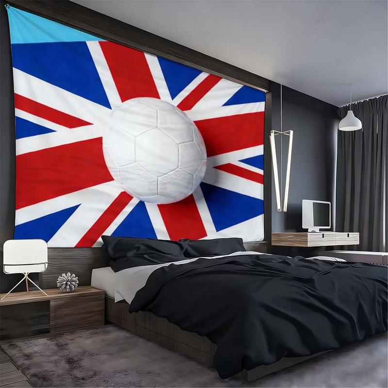 1 pc microfiber FIFA World Cup British Flag Soccer Ball Tapestry Wall Hanging Decoration for Living Room Bedroom Dining Room Outdoor and Holiday Decor Sport Theme Home Ornament Tapestry Background Cloth Hanging Cloth Wall Cloth Decorative Cloth