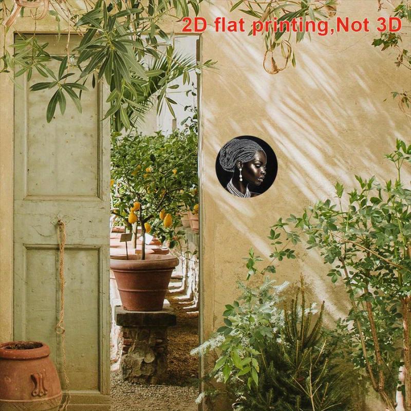 1 Piece, African American Women Wearing Pearl and Beaded Headpiece Aluminum Foil Wall Art - 8x8inch Round Wreath Logo, Suitable for Home, Office, Wedding Decoration - Elegant Holiday Gift for Christmas, Thanksgiving, Valentine's Day, African American Home