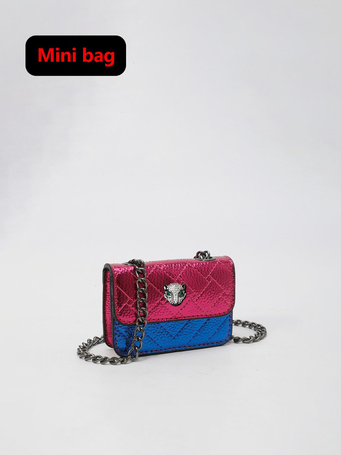 Ladies' shoulder crossbody bag, color blocked shoulder bag, hardware chain, diamond grid flip cover, fashionable, versatile, exquisite and trendy, suitable for daily travel, work, commuting, shopping, dating, ladies' crossbody bag, Flap Crossbody Purse