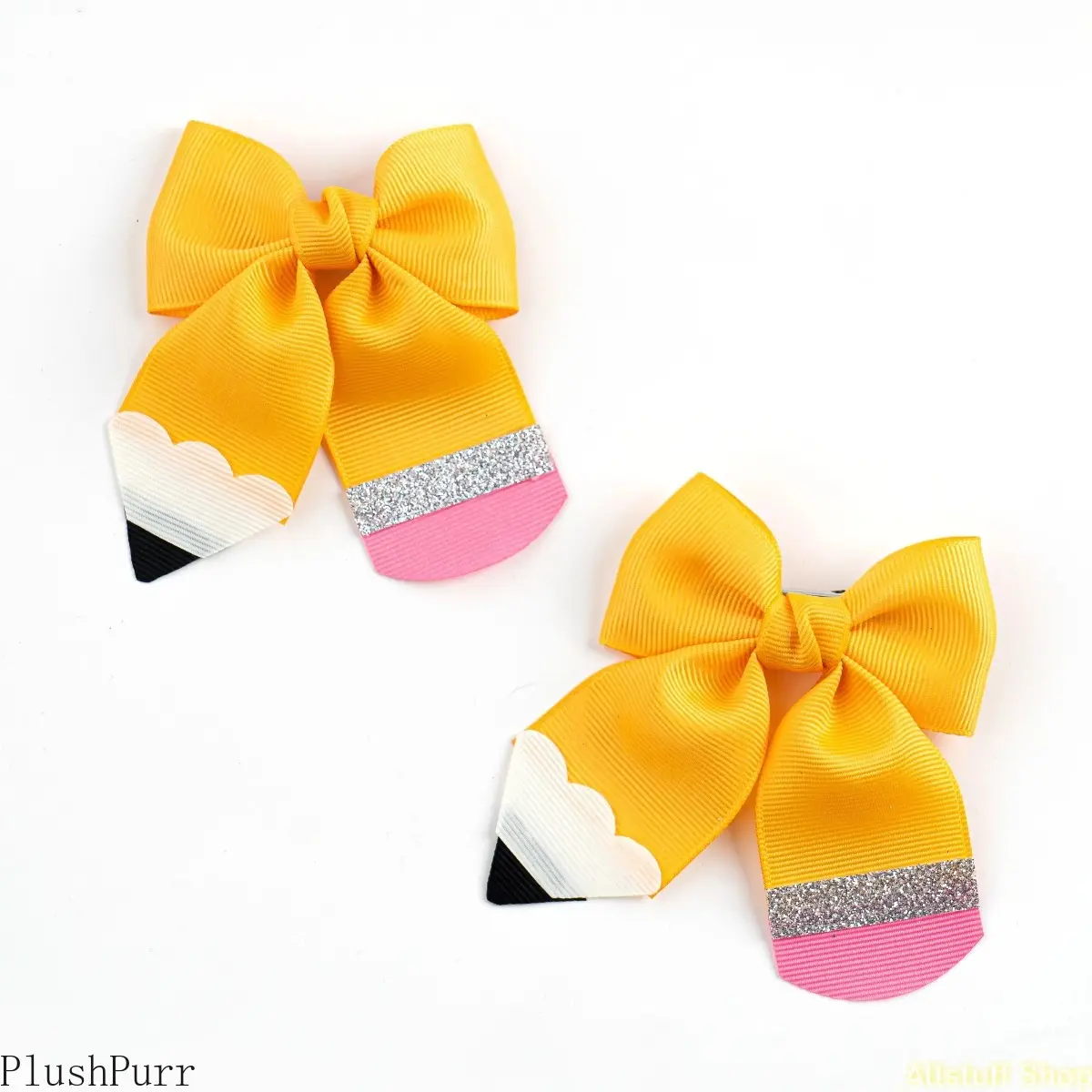 2-Pack Cute Pencil Hair Bows for Kids, Grosgrain Ribbon Alligator Clips with Secure Hold, Perfect Back-to-School Accessory for Daily Wear, Ideal Travel & Camping Essential, Great Choice for Back-to-School Gifts