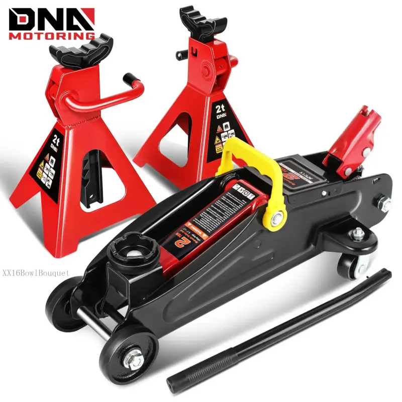 DNA Motoring  2 Ton (4000 lbs) Capacity Low Profile Hydraulic Trolley Service/Floor Jack Combo with 2 Ratchet Jack StandsXX16BowlBouquet