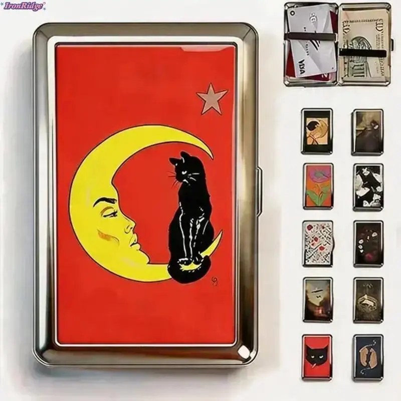 Unisex Vintage‑Art Tin‑Card‑Holder Stash‑Box, Compact Portable Metal‑Wallet with Secure‑Snap‑Closure, Funky‑Aesthetic Credit‑ID‑Card Organizer, Dual‑Use Sports‑Outdoor Storage‑Case, Cool Unique Practical Accessory & Thoughtful Gift‑Idea for Men