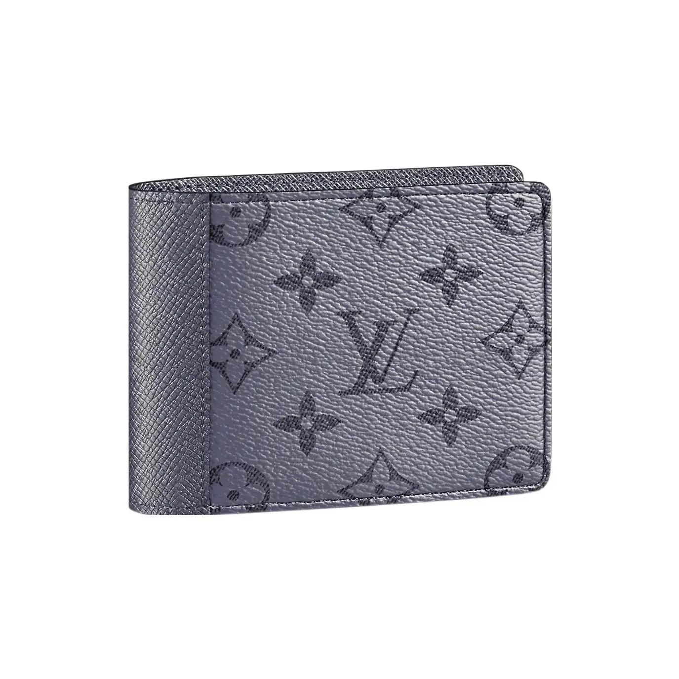 Louis Vuitton Classic Monogram Canvas and Taiga Leather Wallet for Men in Grey-Black, Logo Men's Wallets, All-In-One Men's Wallets