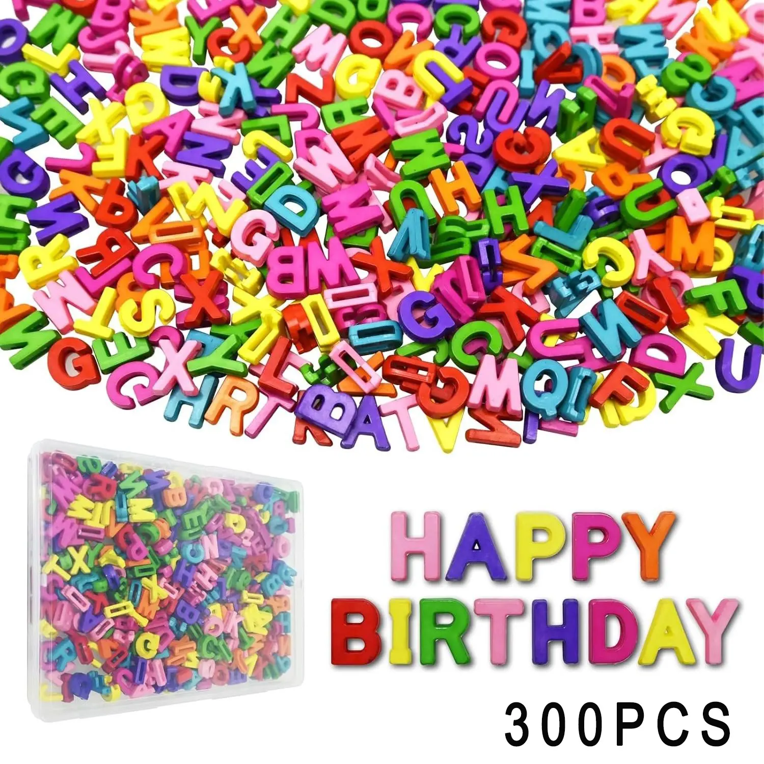 300pcs Colorful Letter Beads Loose Resin Charms 3D Plastic Initials for Jewelry Making Keychains Crafts Beading Supplies Bulk Pack DIY Beads