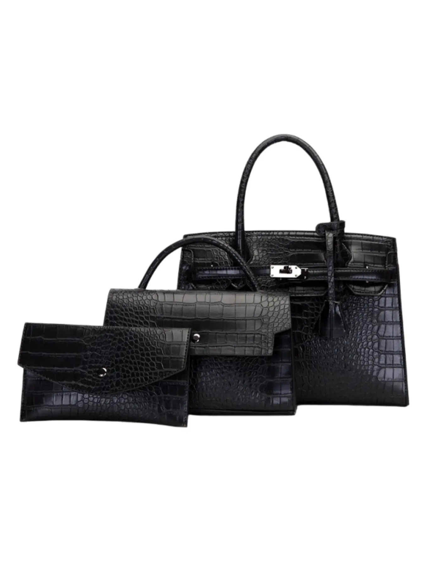 2026 New Fall Winter Crocodile Pattern Handbag, Fashion Trendy Crossbody Bag, Large Capacity, Three-Piece Set, Fashionable Bag Set, Parent-Child Bags