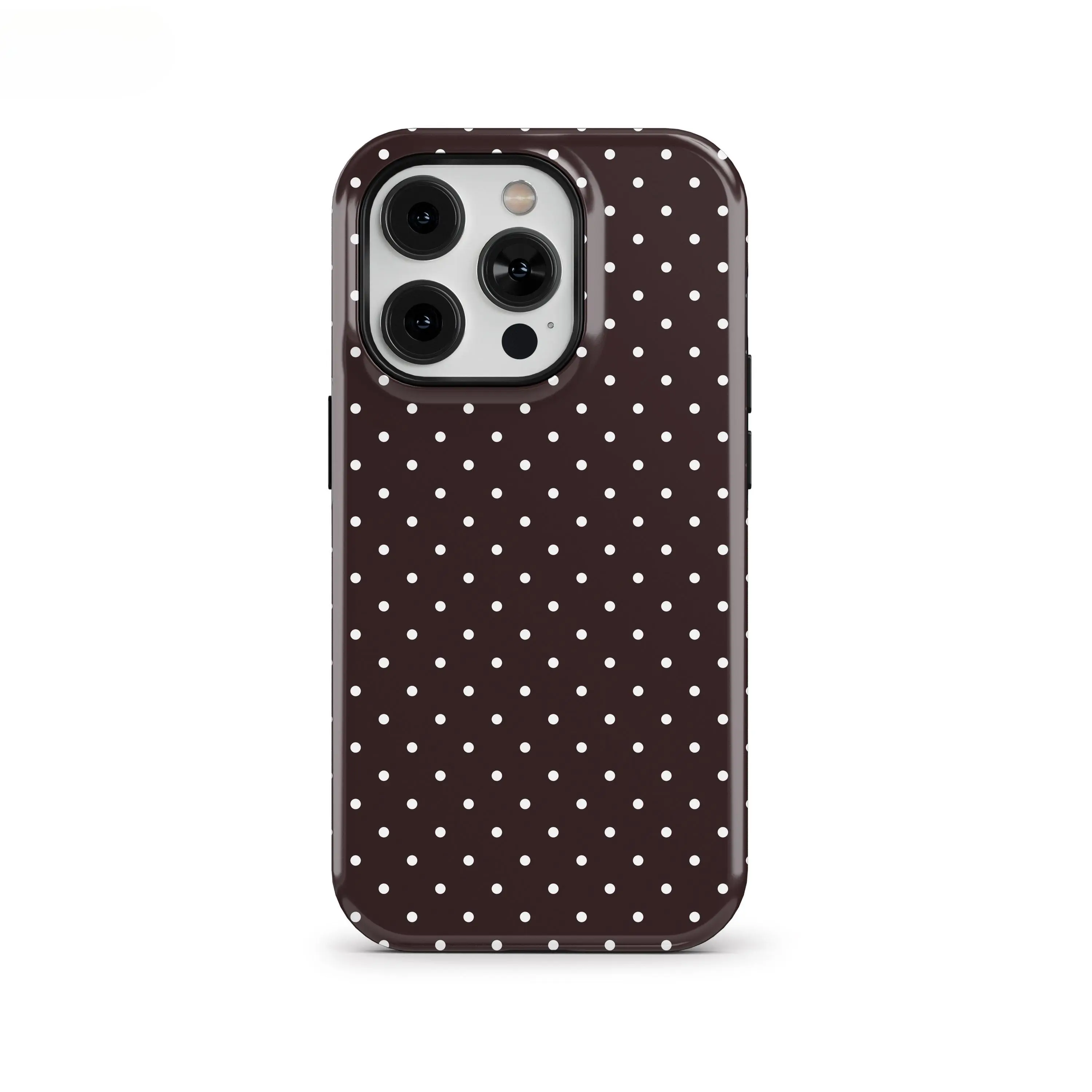 Personalized Dark Chocolate Brown Polka Dot Cellphone Cover - Balanced Flex and Strength Phone Accessories for iPhone 16e,15,14,13,12 Pro Max; Samsung Galaxy S24,S23; Google Pixel