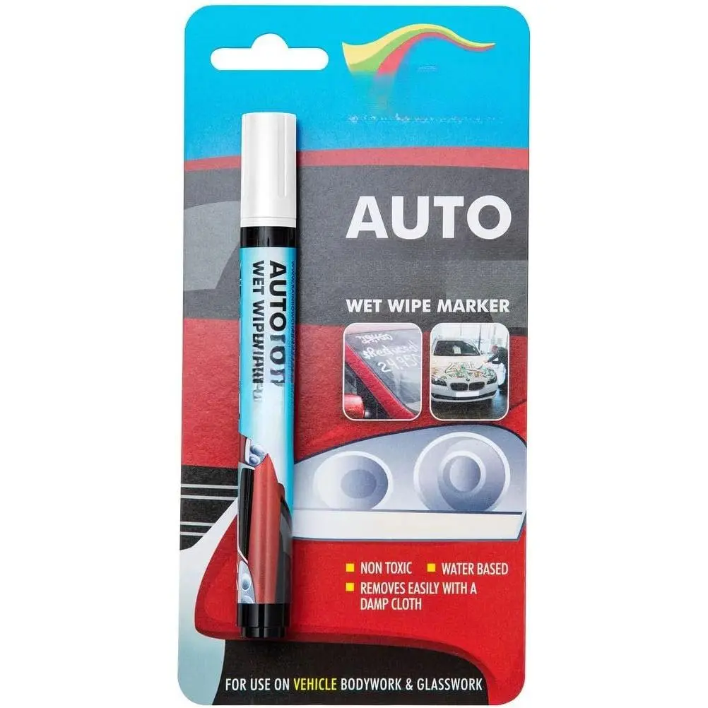Window  for Glass Washable  Window  Pen- Dry Erase Liquid  Marker  Decorations   Surfaces, Tire, Windshield - Auto Marker, Autowriter, Rain Resistant (White, Fine Tip)