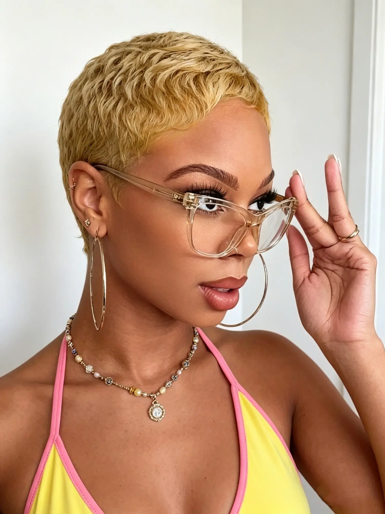 Short Blonde 27# Pixie Cut Human Hair Wig with Bangs Full Machine Made Wear and Go Wig Wigs Human Hair
