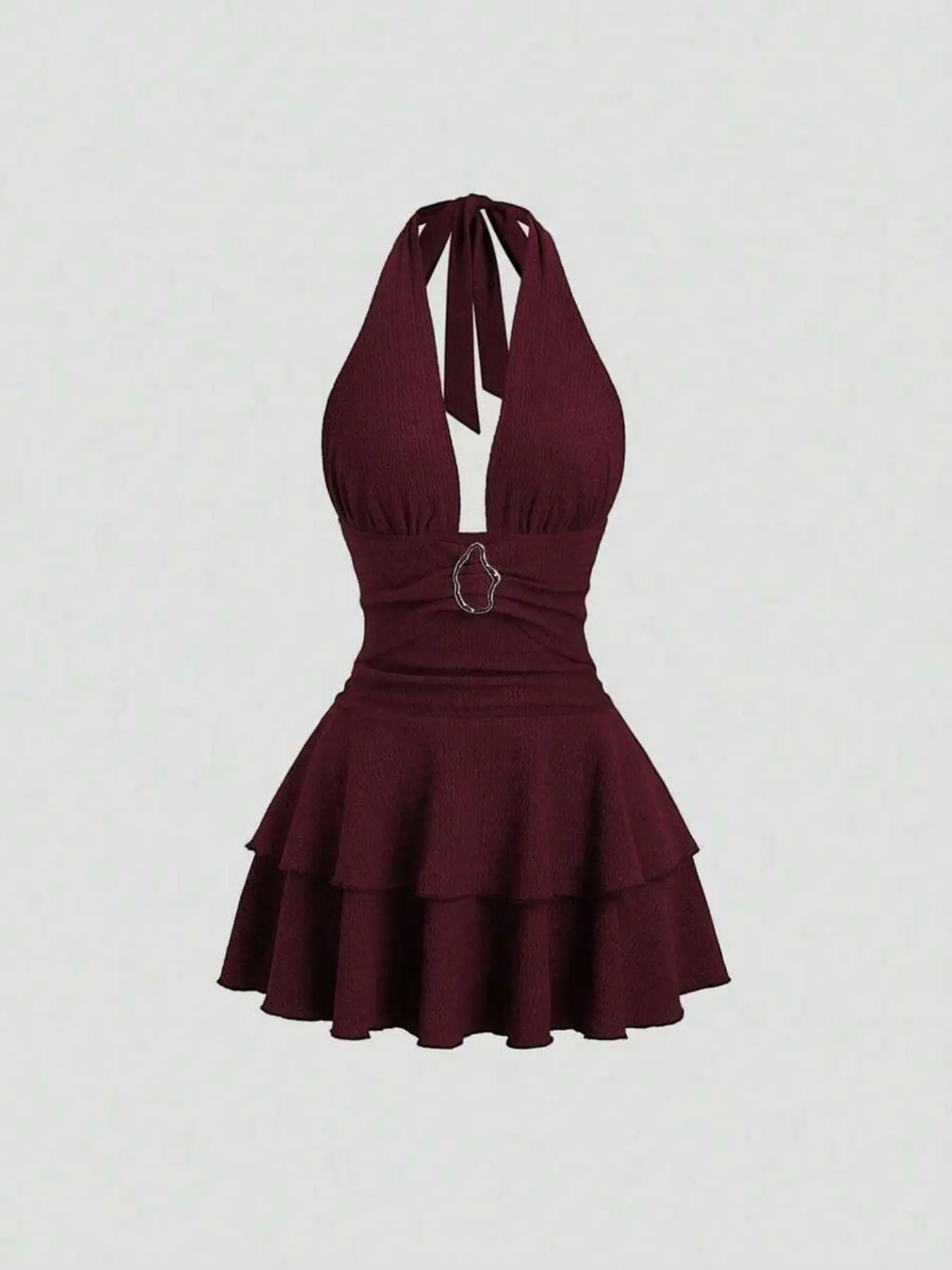 Elegant Metal Buckle Party Dress, Sleeveless Halter V-Neck Design for Women, Ideal for Special Occasions Elegant Metal Buckle Party Dress, Sleeveless Halter V-Neck Design for Women, Ideal for Special Occasions