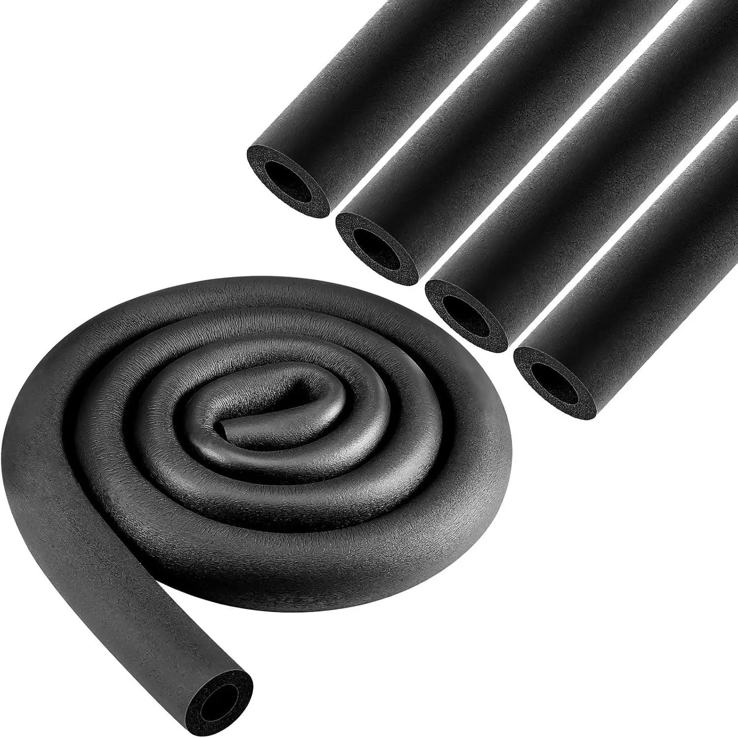 4 Pcs 6 ft 1 Inch ID Foam Pipe Insulation Tubing, Black Pool Noodle, Black Foam Tube Cover for Ac Line Set, HVAC Insulation, Water Line Protection, Gym Handle Padding