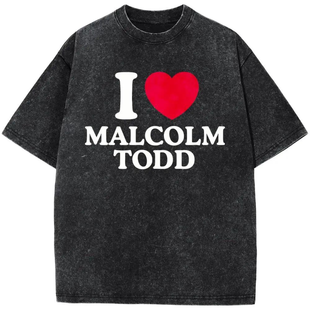 I Love Malcolm Todd ShirtPlus Size T-Shirt, Retro Fitness Heavyweight Washed T-Shirt, 100% Cotton