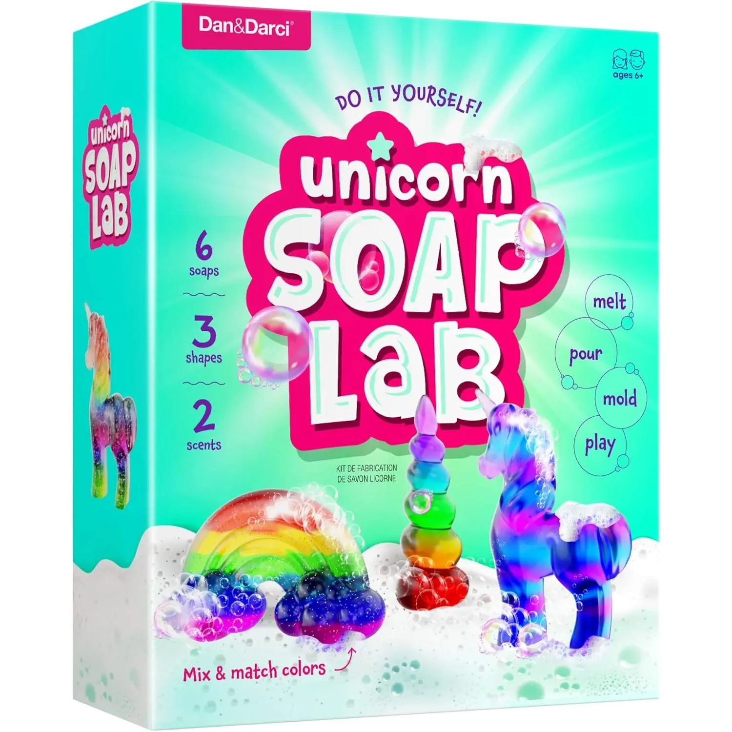 Unicorn Soap Making Kit - Girls Crafts DIY Project Age 6+ Year Old Kids - Unicorn Girl Birthday Gifts - Science Activity Teenage Gift - Make Your Own Soap - Craft Toys Ages 6 7 8 9 10 11 12