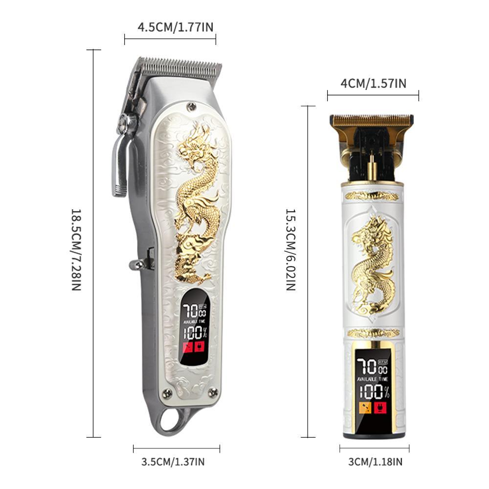Dragon Pattern Hair Clipper Set, 1 Box USB Rechargeable Hair Trimmer Set with Accessories, Professional Hair Clipper Set for Men, Barber Equipment