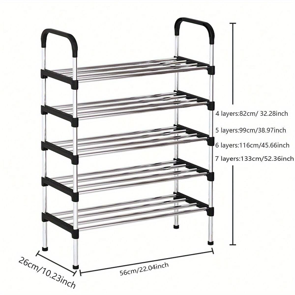 Stackable Shoe Rack Organizer, Shoe Storage Organizers, 4-7 Layer Space-Saving Design, Easy Access Without Dust Cover, Ideal for Home Use, No Assembly Required