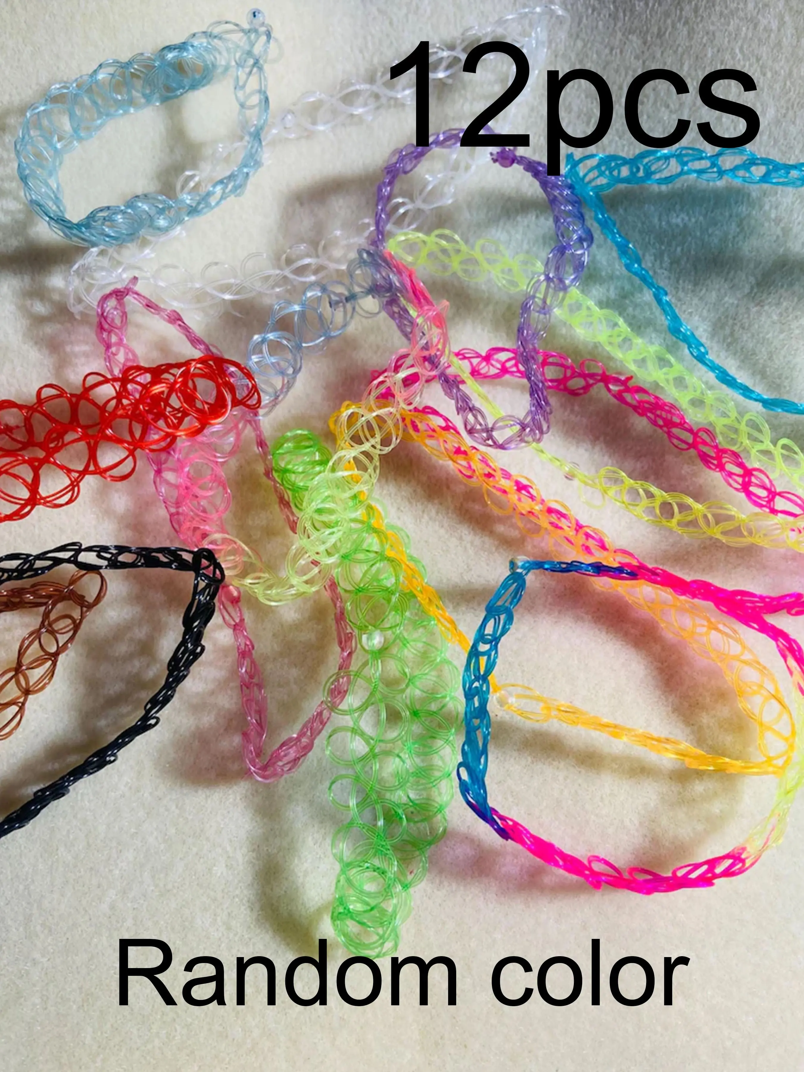 12 Pcs Y2K 90s Tattoo Necklaces, Elastic Necklace, Chain Necklaces, Teen Gift, Christmas Socks, Party Gifts, Her Birthday Present, Dual Strand