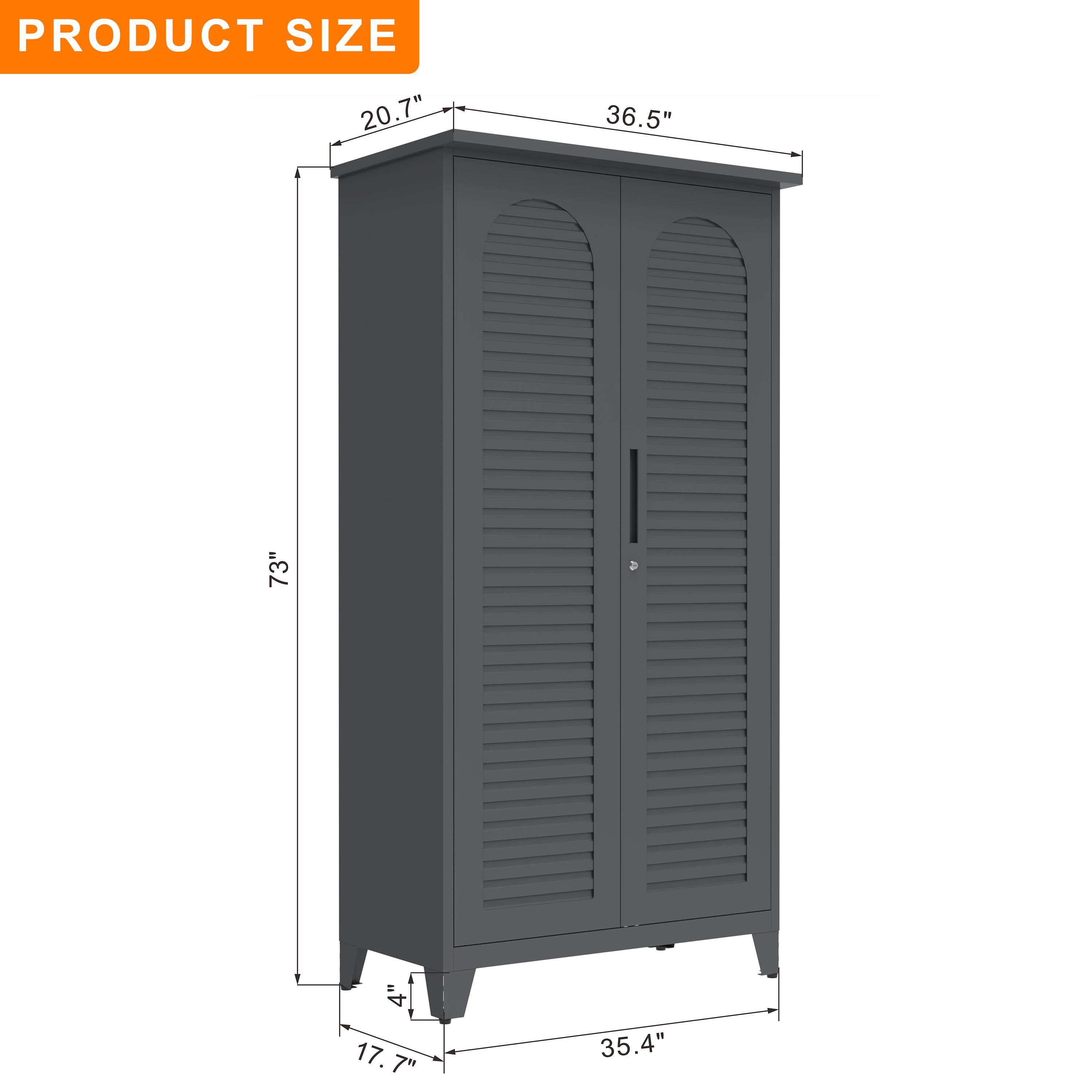 ARCH 73'' Tall Metal Tool Storage Cabinet, with Ample Storage Space for Garage,Warehouse,Garden,Office, Living Room,Bathroom,Utility Room ( Slate )