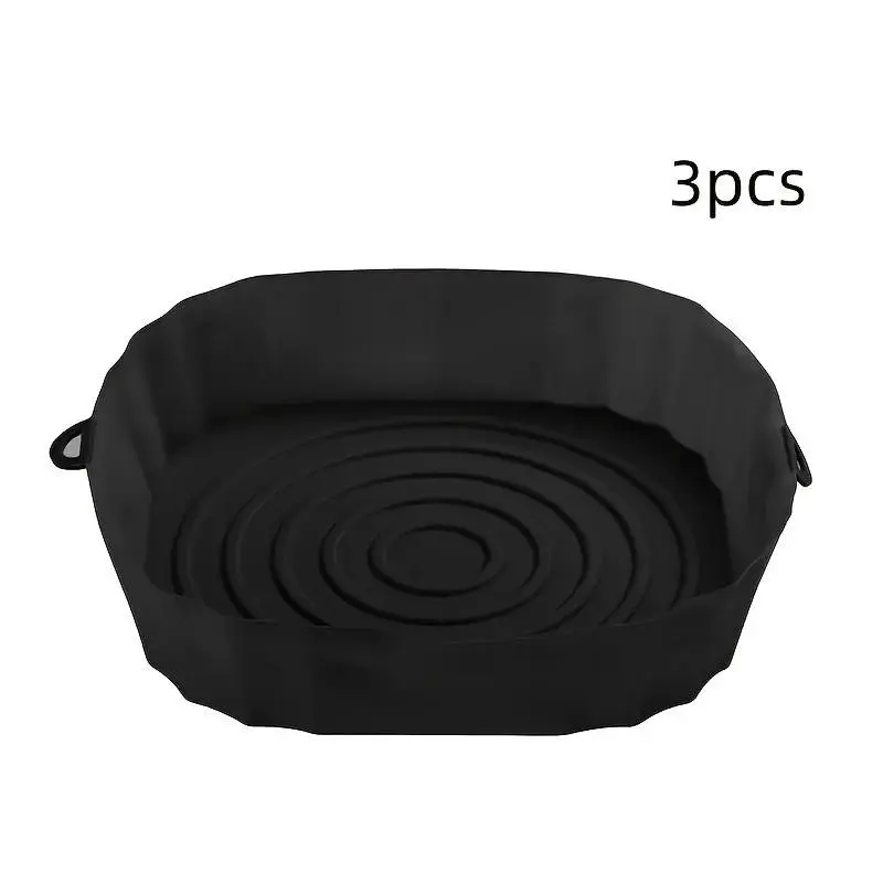 3 Piece Set 7.09 Inch Silicone Air Fryer Basket for Oven, Non-Stick Easy Clean Reusable, Oven Accessories, Kitchen Tools, Baking Essentials